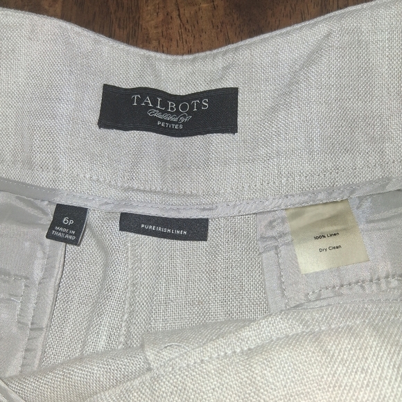 Talbots Women's Beige 100% Pure Irish Linen Cropped Flowy Lagenlook 6P - Picture 5 of 6